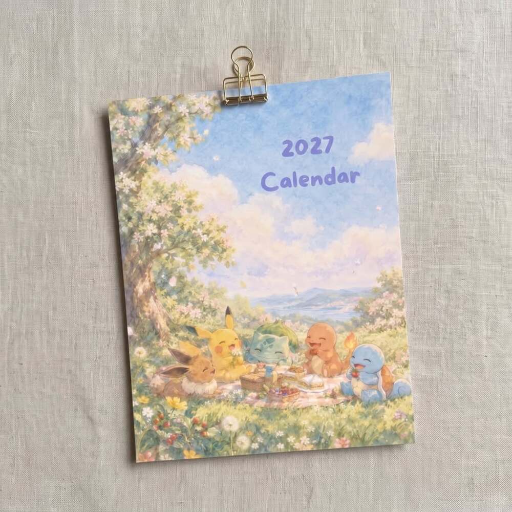 2027 Pokemon Wall Calendar - Letter Size Watercolour Style Art